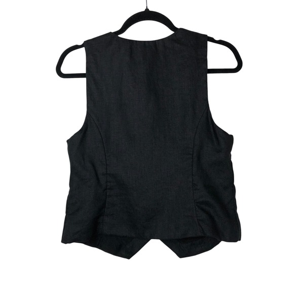 J.Crew Womens Linen Pleated Slim Fit Vest Size 4 Black Career‎ Office Workwear - Picture 3 of 9